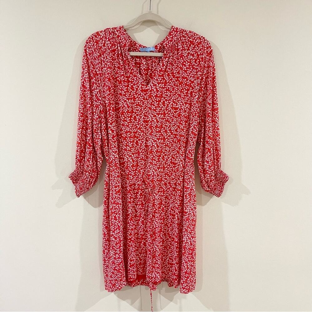 Draper James Red and White V-Neck Sundress with 3/4 sleeves Women’s size L